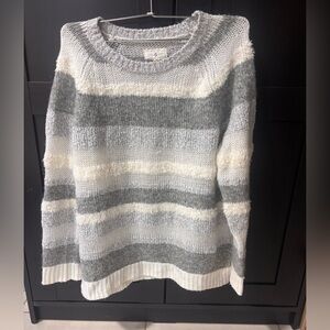 Lou & Grey Striped Gray and Cream Sweater